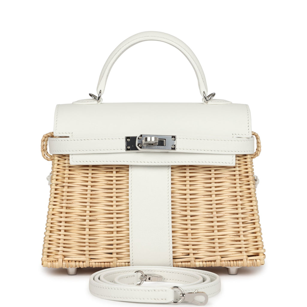 Hermes Mini Picnic Kelly 20 White Swift Palladium Hardware - Exclusu