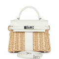 Hermes Mini Picnic Kelly 20 White Swift Palladium Hardware - Exclusu