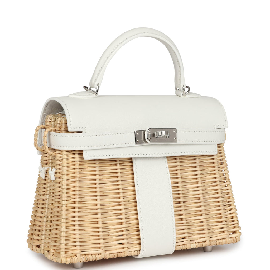 Hermes Mini Picnic Kelly 20 White Swift Palladium Hardware - Exclusu