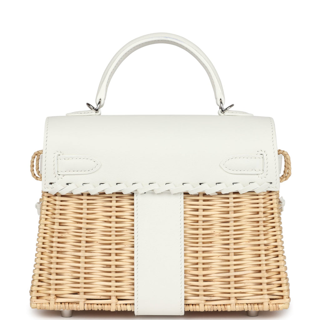 Hermes Mini Picnic Kelly 20 White Swift Palladium Hardware - Exclusu