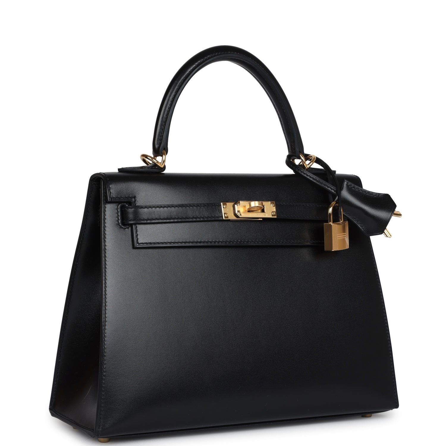 Hermes Kelly Sellier 25 Black Box Gold Hardware - Exclusu