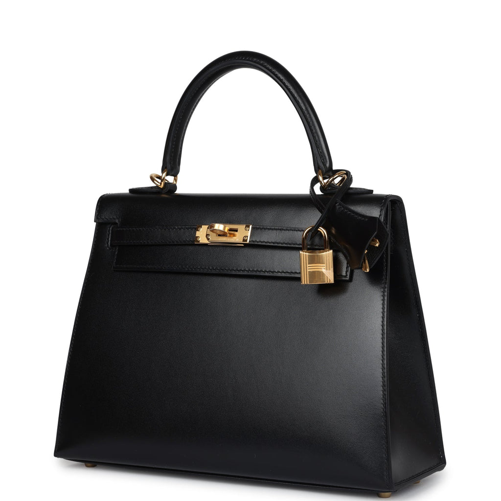Hermes Kelly Sellier 25 Black Box Gold Hardware - Exclusu