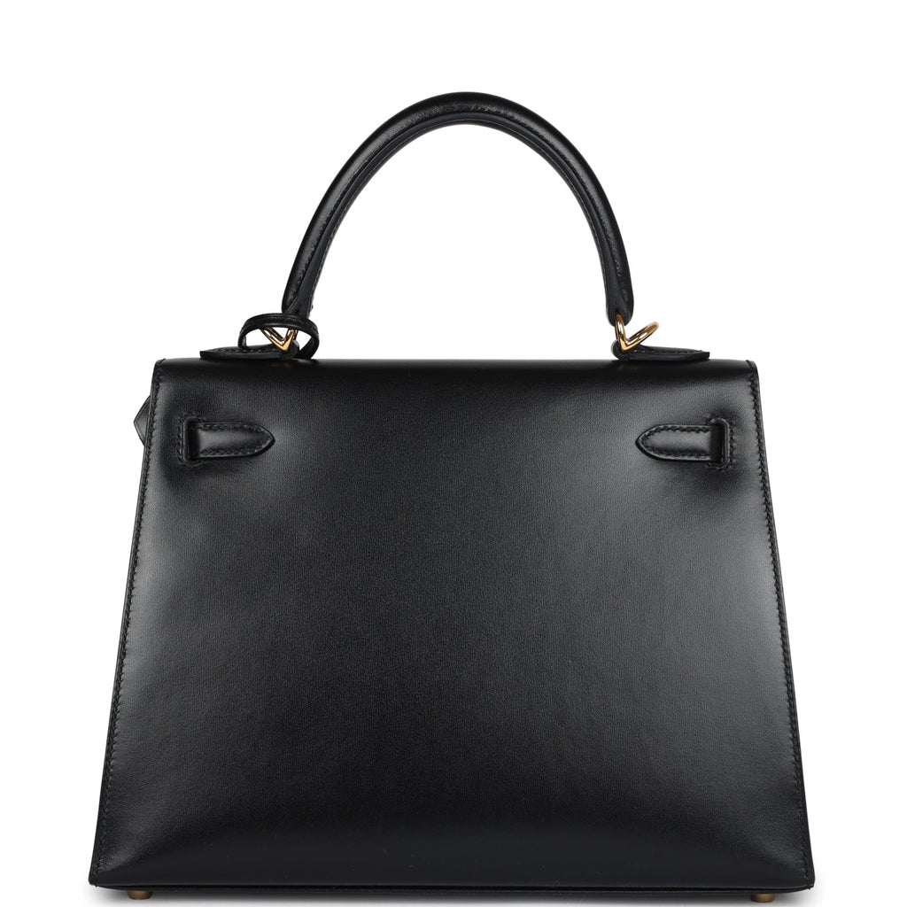 Hermes Kelly Sellier 25 Black Box Gold Hardware - Exclusu