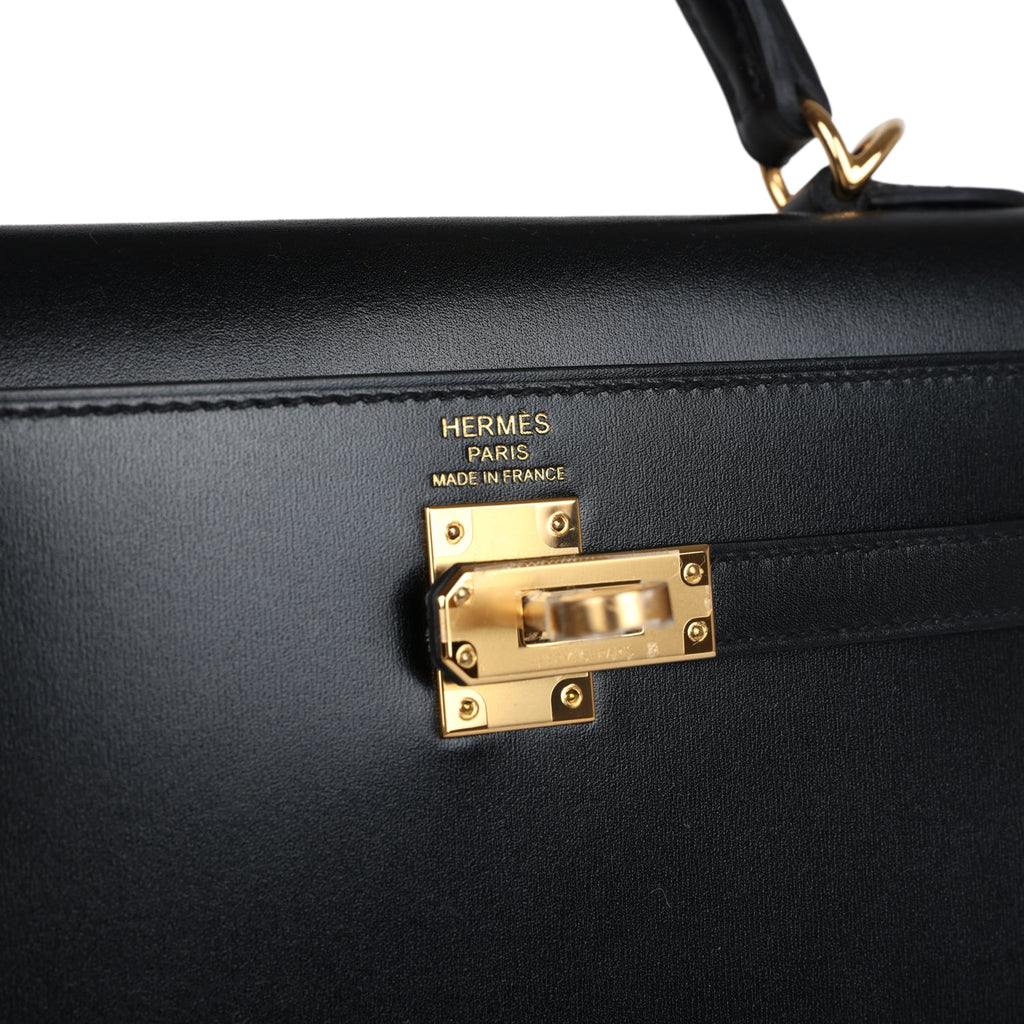 Hermes Kelly Sellier 25 Black Box Gold Hardware - Exclusu
