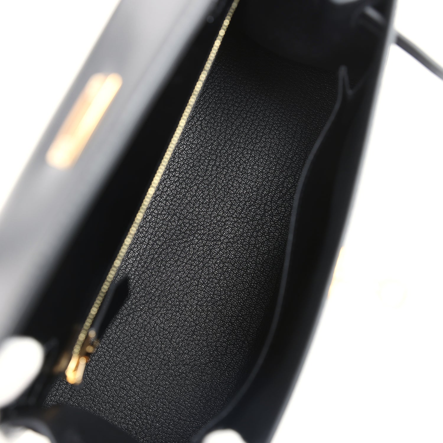 Hermes Kelly Sellier 25 Black Box Gold Hardware - Exclusu