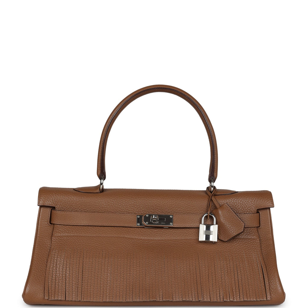 Hermes Fringe Shoulder Kelly 42 JPG Alezan Clemence Palladium Hardware - Exclusu