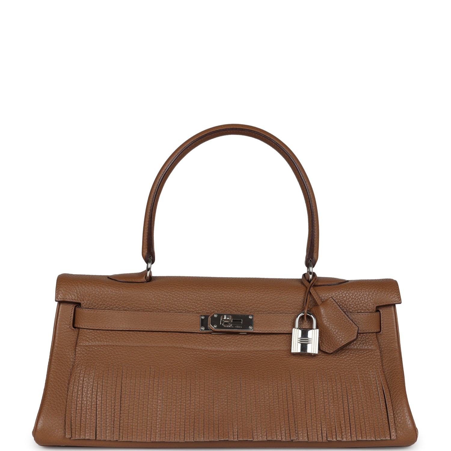 Hermes Fringe Shoulder Kelly 42 JPG Alezan Clemence Palladium Hardware - Exclusu