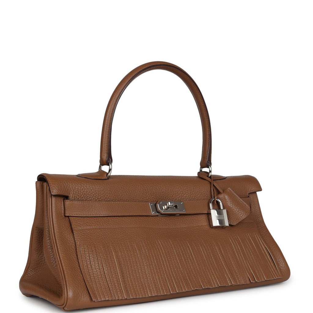 Hermes Fringe Shoulder Kelly 42 JPG Alezan Clemence Palladium Hardware - Exclusu