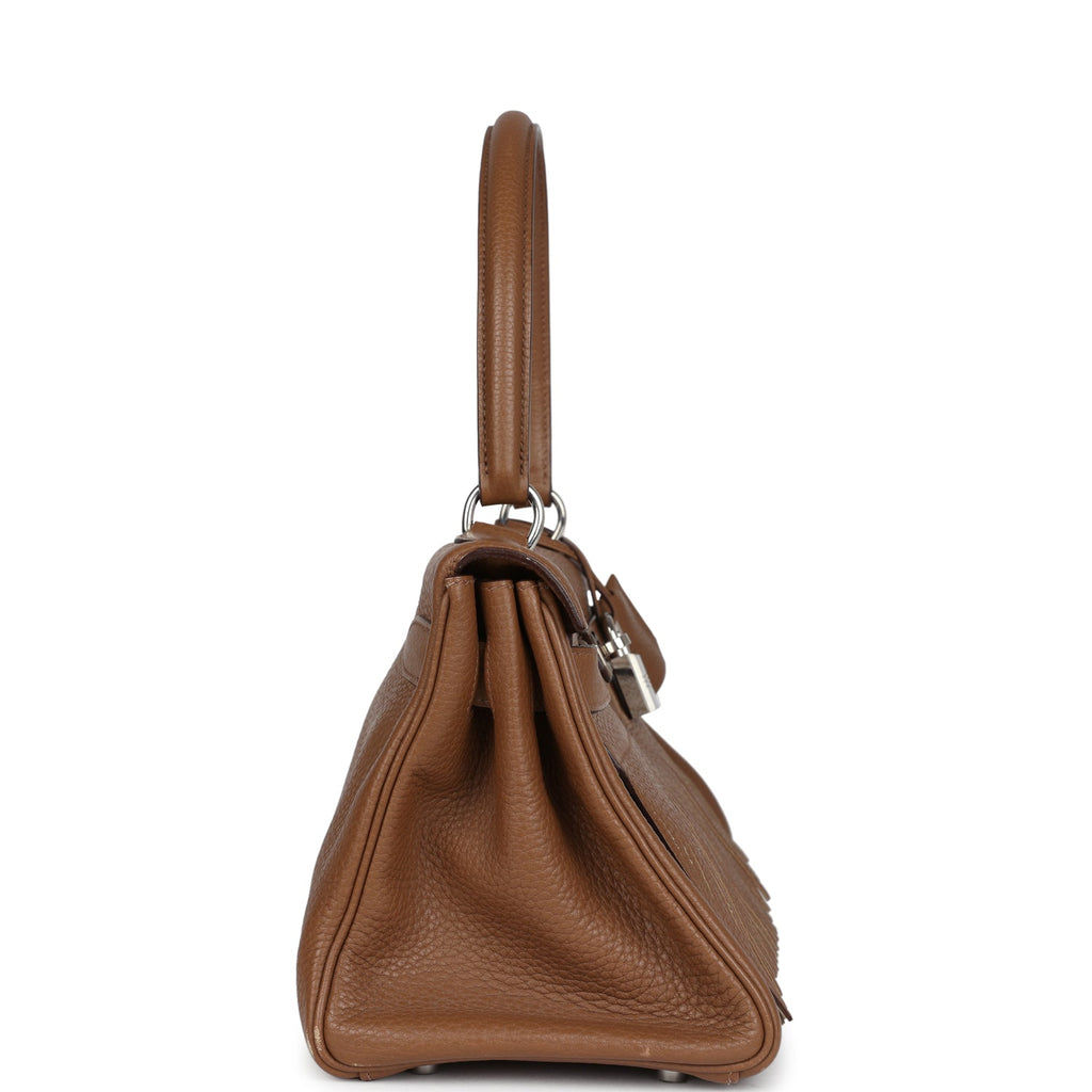 Hermes Fringe Shoulder Kelly 42 JPG Alezan Clemence Palladium Hardware - Exclusu