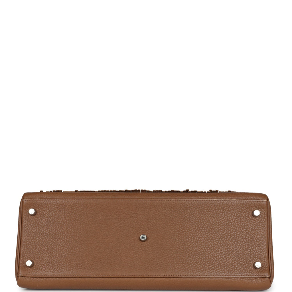 Hermes Fringe Shoulder Kelly 42 JPG Alezan Clemence Palladium Hardware - Exclusu