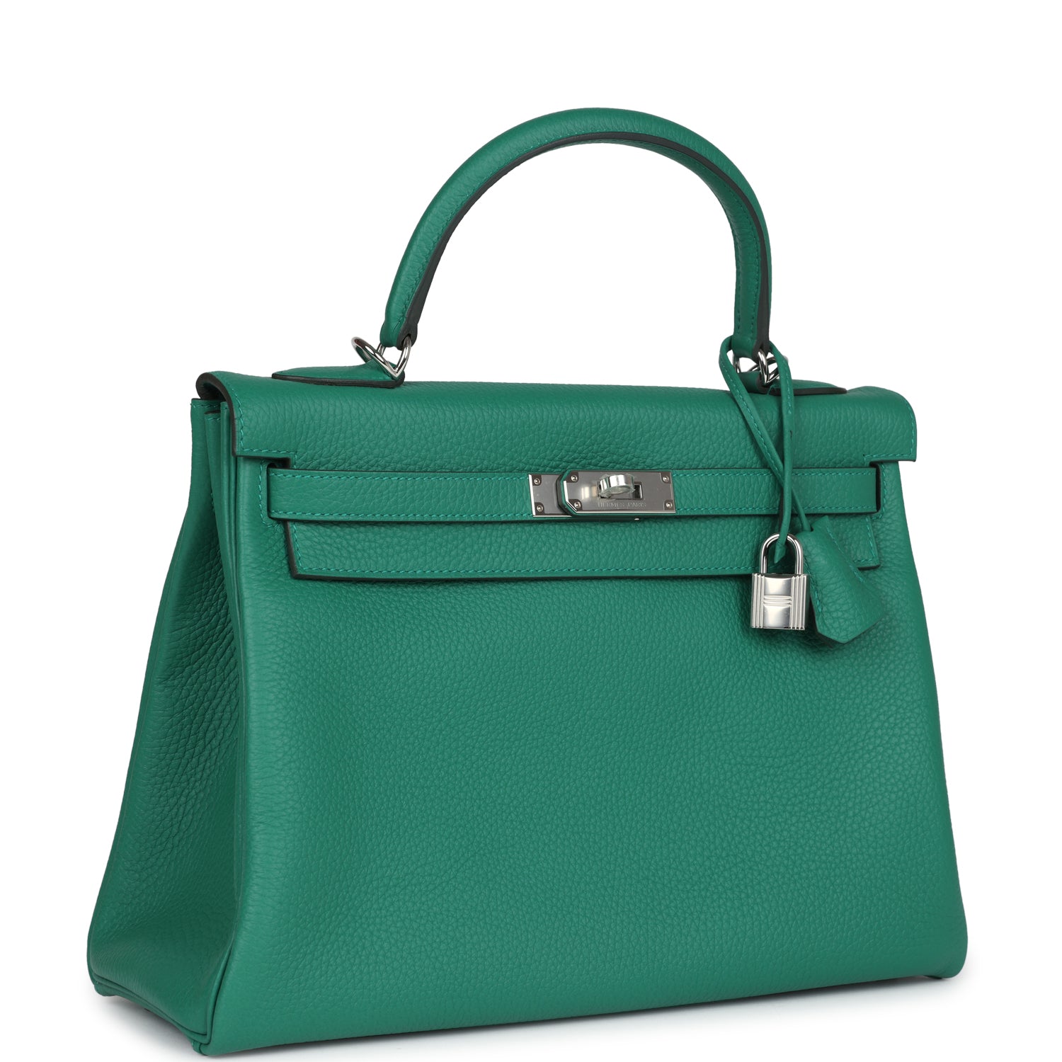 Hermes Kelly Retourne 32 Vert Vertigo Clemence Palladium Hardware - Exclusu