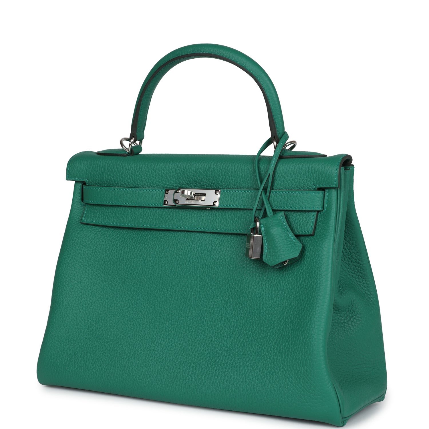 Hermes Kelly Retourne 32 Vert Vertigo Clemence Palladium Hardware - Exclusu