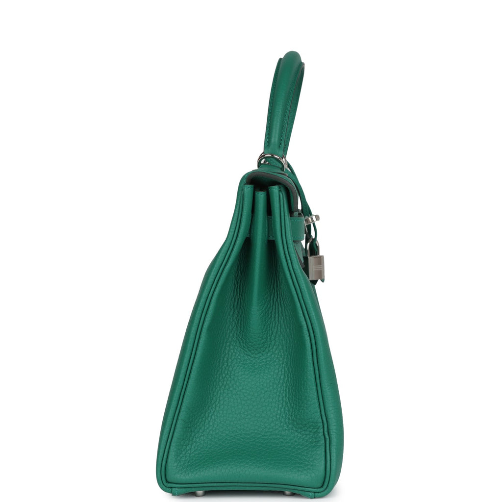 Hermes Kelly Retourne 32 Vert Vertigo Clemence Palladium Hardware - Exclusu