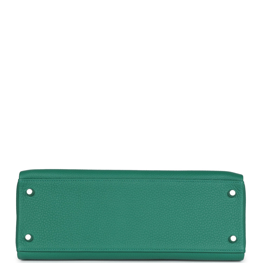 Hermes Kelly Retourne 32 Vert Vertigo Clemence Palladium Hardware - Exclusu