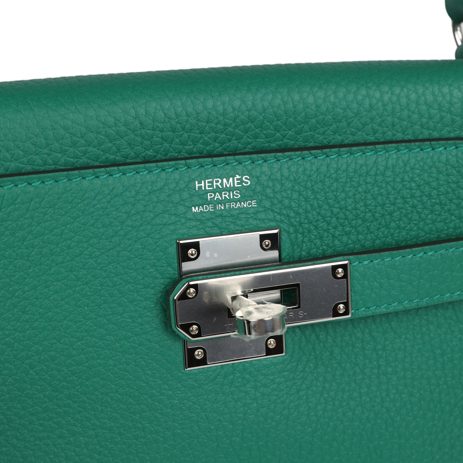 Hermes Kelly Retourne 32 Vert Vertigo Clemence Palladium Hardware - Exclusu