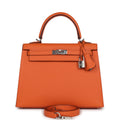 Hermes Kelly Sellier 25 Orange Epsom Palladium Hardware - Exclusu