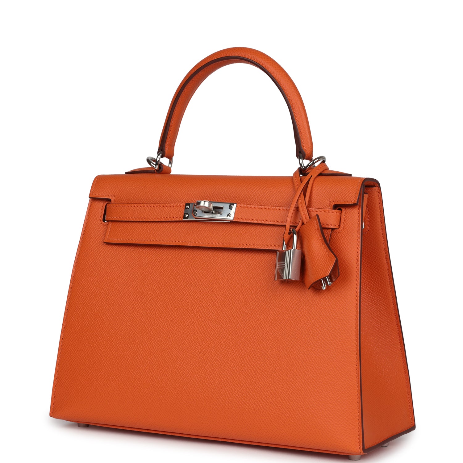 Hermes Kelly Sellier 25 Orange Epsom Palladium Hardware - Exclusu