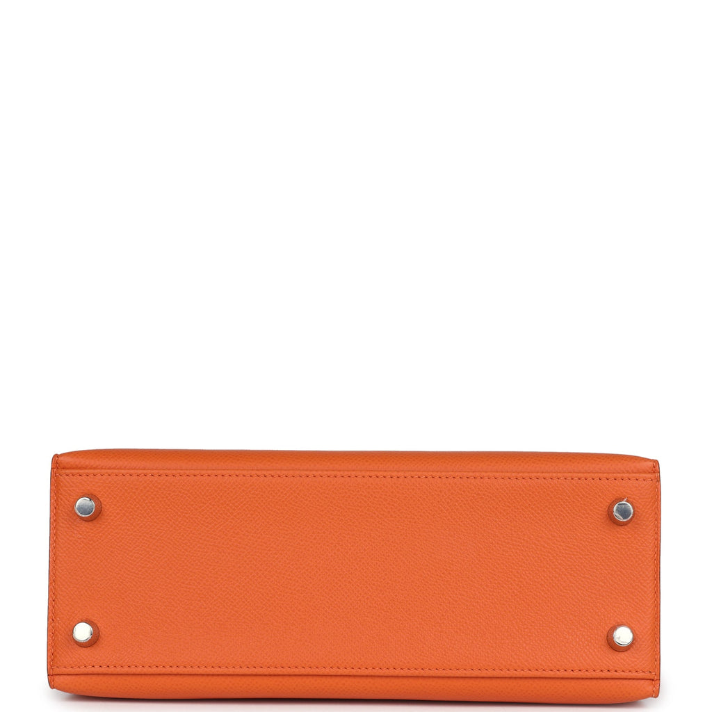 Hermes Kelly Sellier 25 Orange Epsom Palladium Hardware - Exclusu