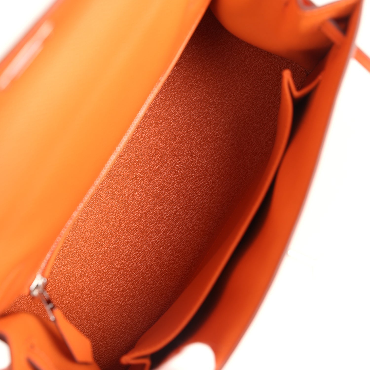 Hermes Kelly Sellier 25 Orange Epsom Palladium Hardware - Exclusu