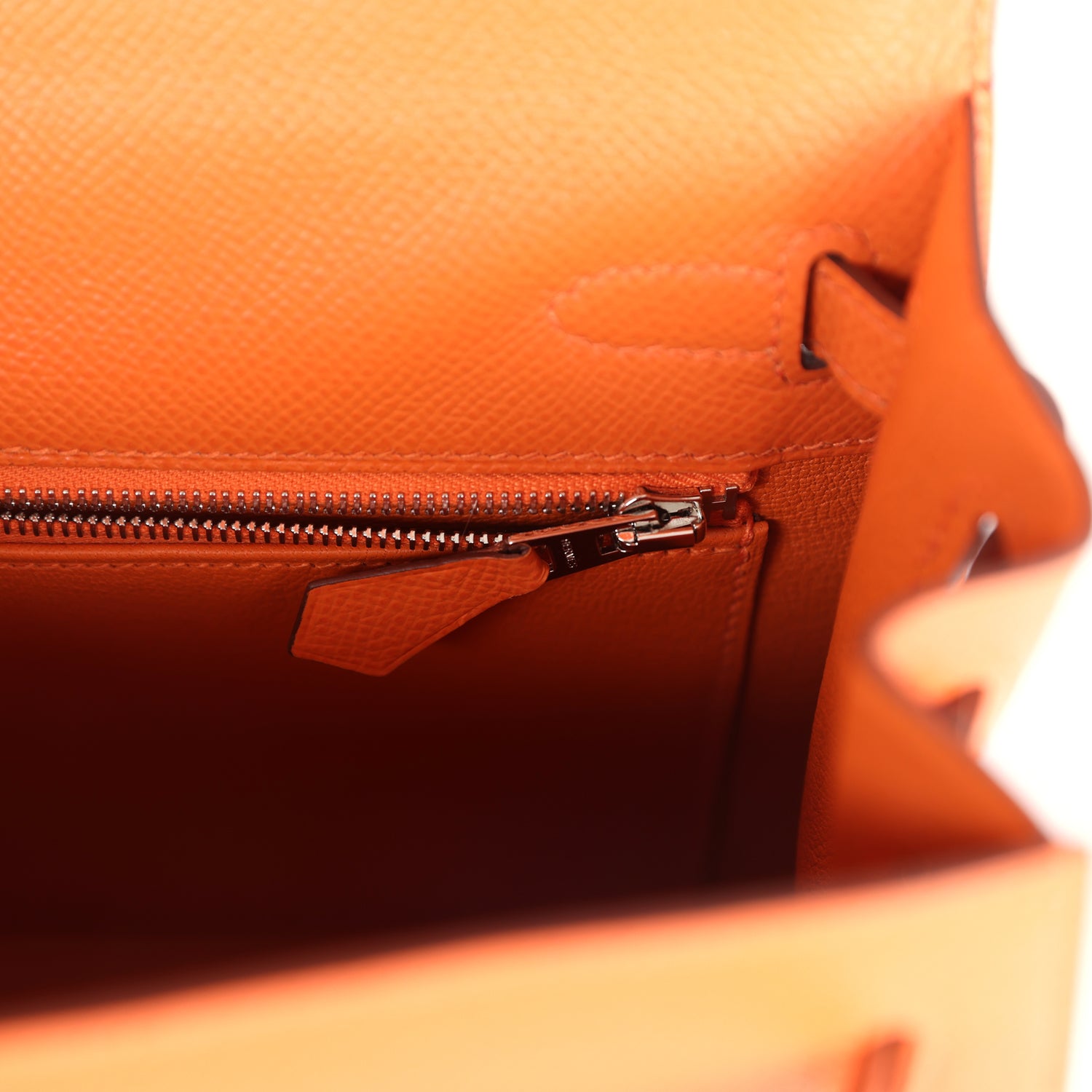 Hermes Kelly Sellier 25 Orange Epsom Palladium Hardware - Exclusu