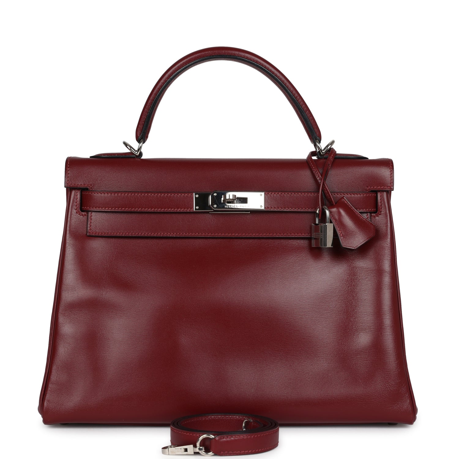 Hermes Kelly Retourne 32 Rouge H Box Palladium Hardware - Exclusu