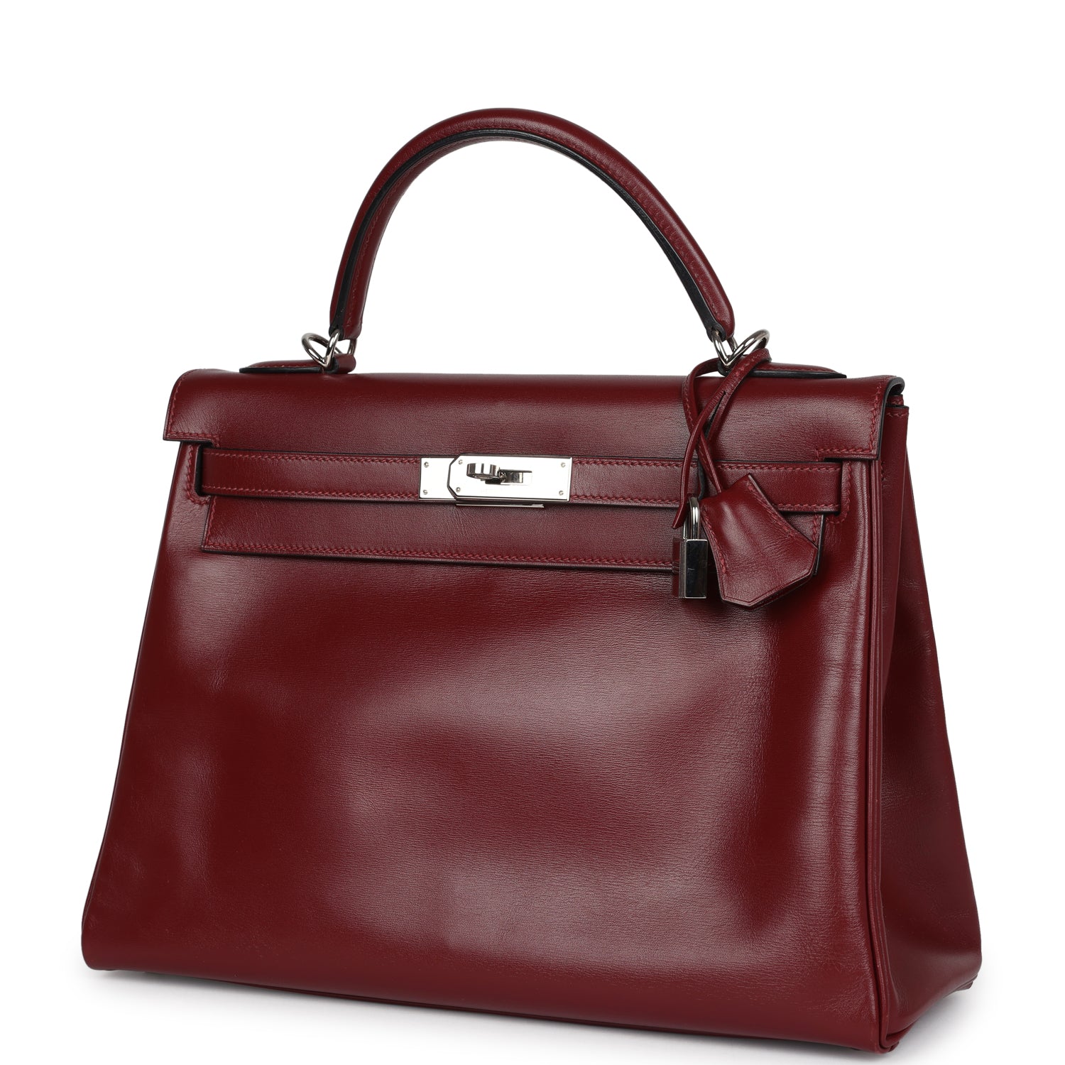 Hermes Kelly Retourne 32 Rouge H Box Palladium Hardware - Exclusu