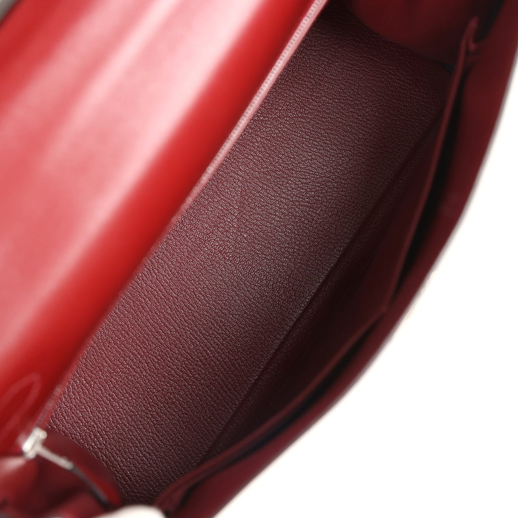 Hermes Kelly Retourne 32 Rouge H Box Palladium Hardware - Exclusu