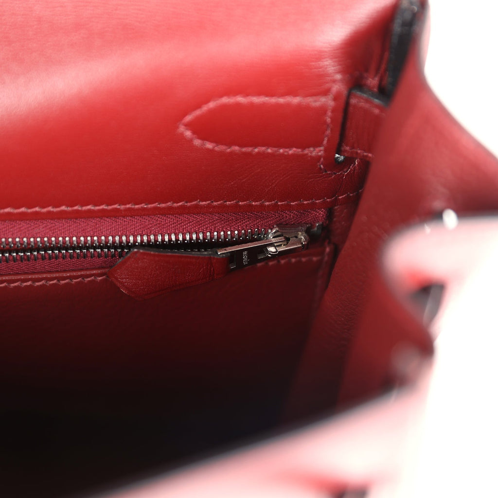 Hermes Kelly Retourne 32 Rouge H Box Palladium Hardware - Exclusu