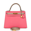 Hermes Special Order (HSS) Kelly Sellier 28 Rose Azalee and Trench Epsom Epsom Brushed Gold Hardware - Exclusu
