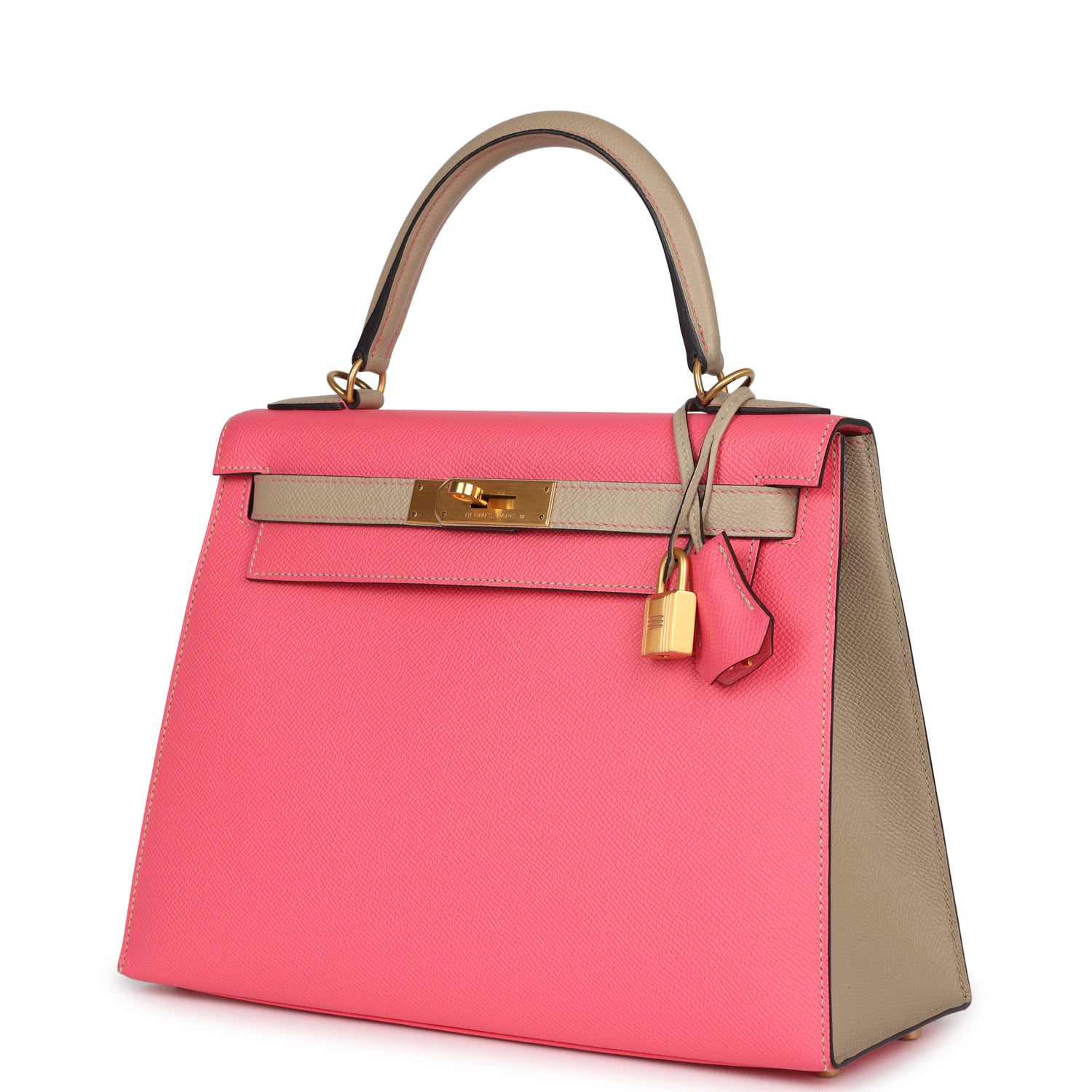 Hermes Special Order (HSS) Kelly Sellier 28 Rose Azalee and Trench Epsom Epsom Brushed Gold Hardware - Exclusu