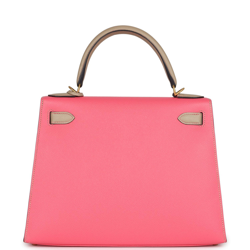 Hermes Special Order (HSS) Kelly Sellier 28 Rose Azalee and Trench Epsom Epsom Brushed Gold Hardware - Exclusu