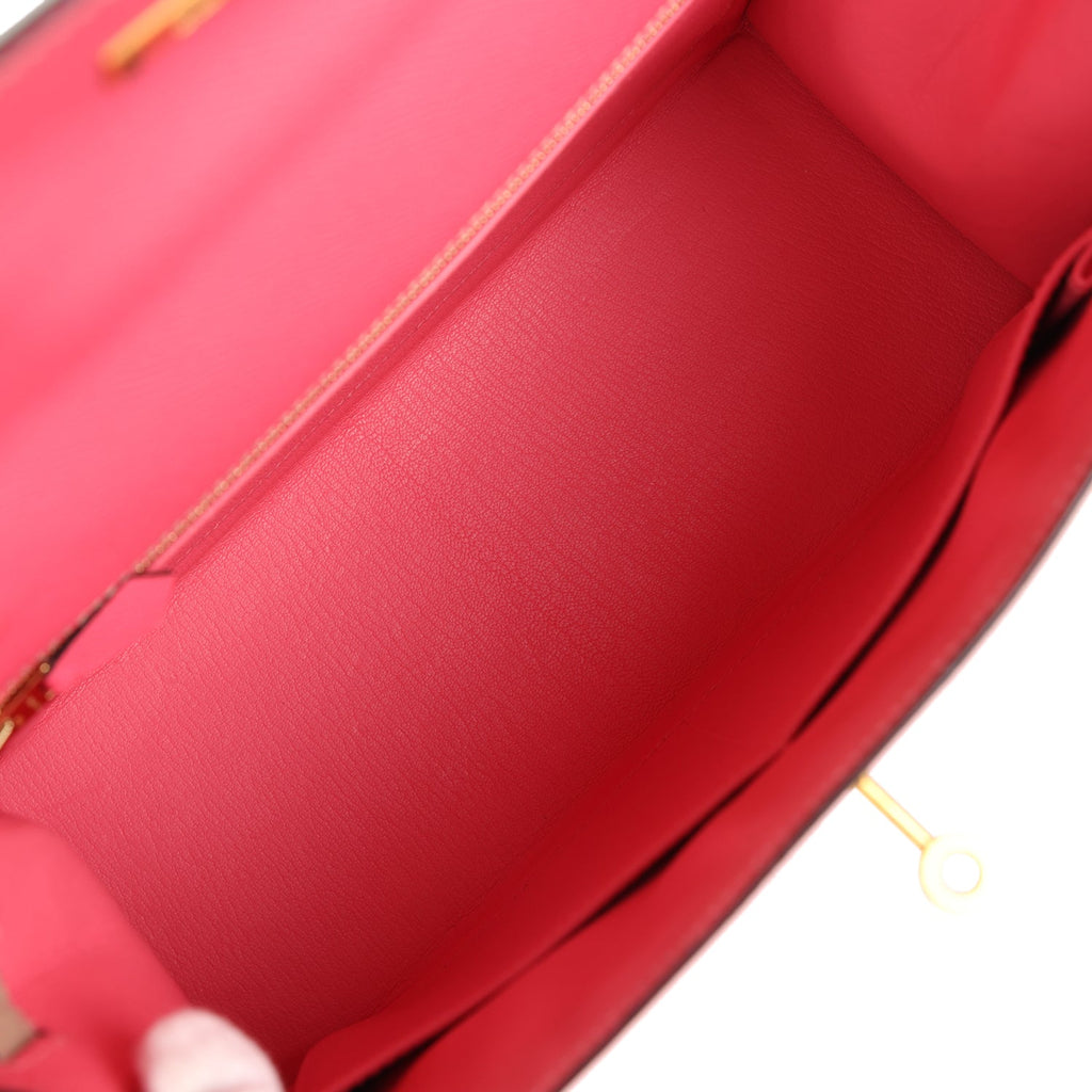 Hermes Special Order (HSS) Kelly Sellier 28 Rose Azalee and Trench Epsom Epsom Brushed Gold Hardware - Exclusu