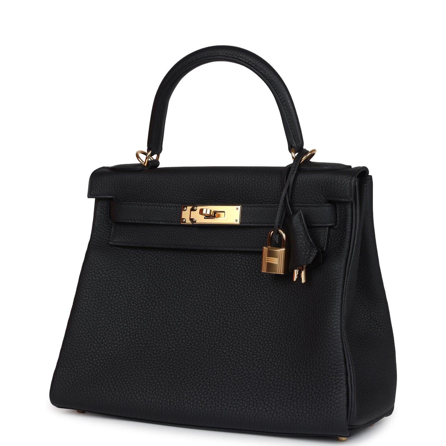 Hermes Kelly Retourne 28 Black Togo Gold Hardware - Exclusu