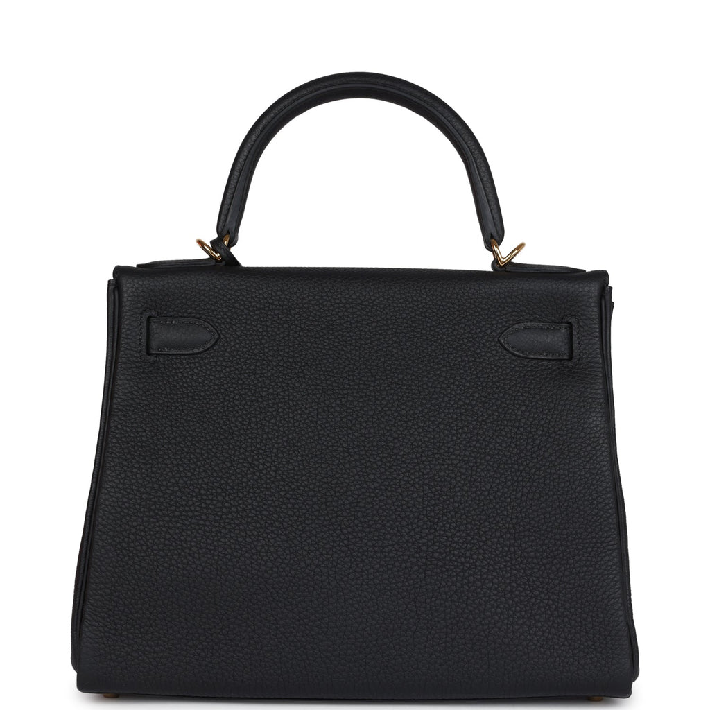 Hermes Kelly Retourne 28 Black Togo Gold Hardware - Exclusu