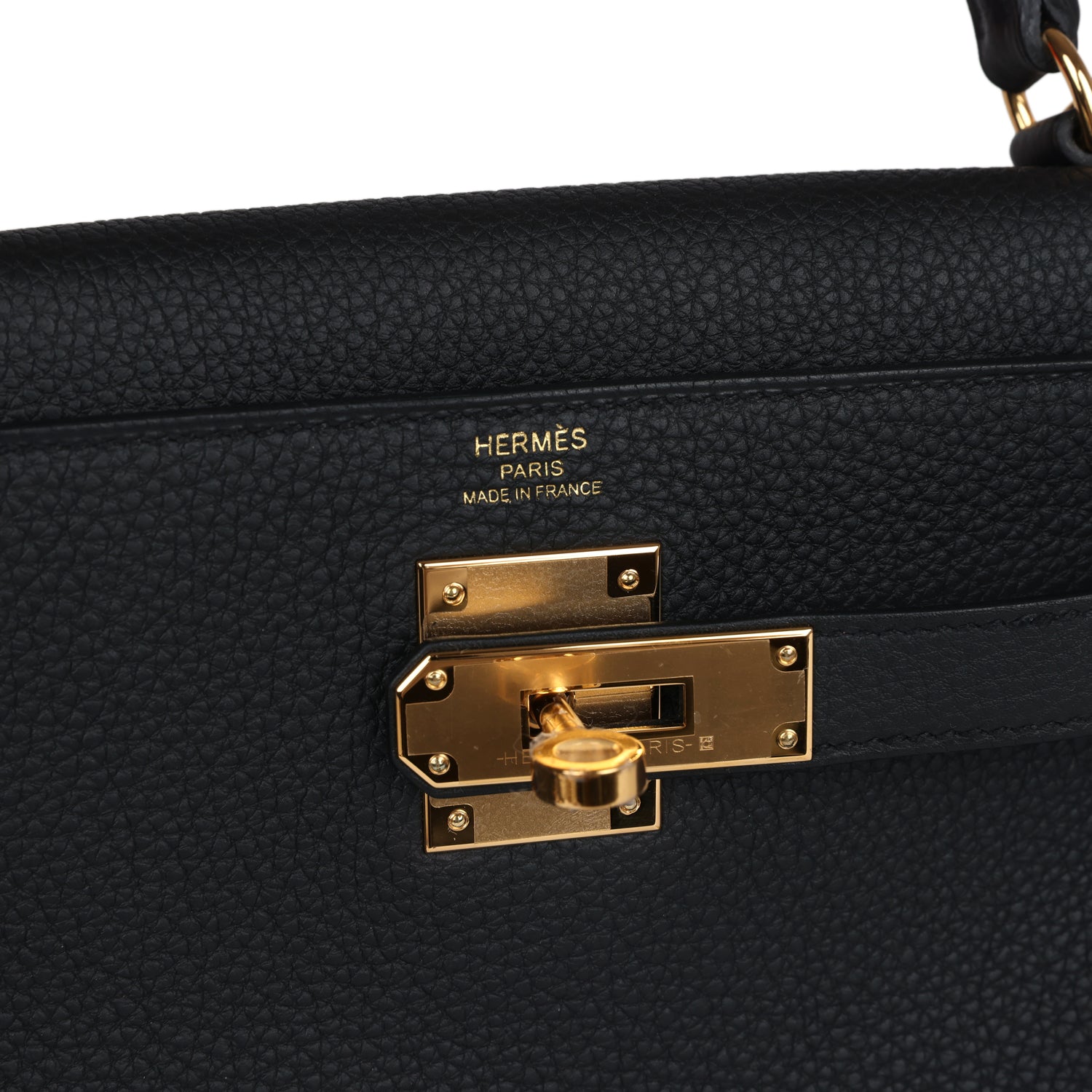 Hermes Kelly Retourne 28 Black Togo Gold Hardware - Exclusu