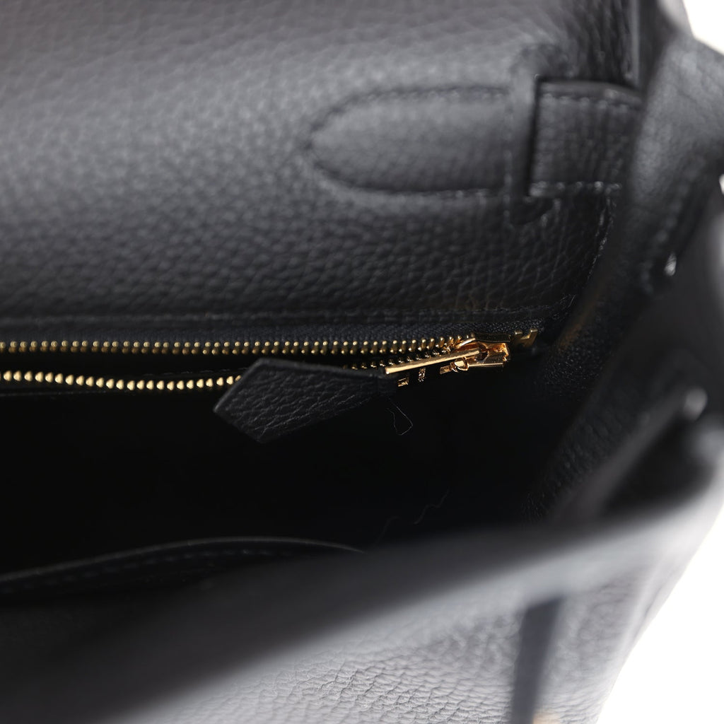 Hermes Kelly Retourne 28 Black Togo Gold Hardware - Exclusu