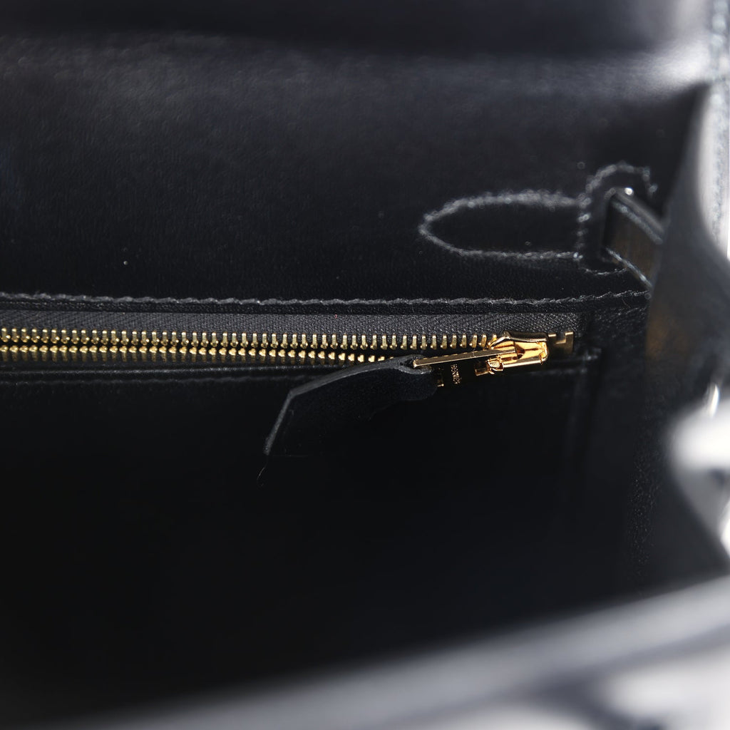 Hermes Kelly Sellier 25 Black Box Gold Hardware - Exclusu