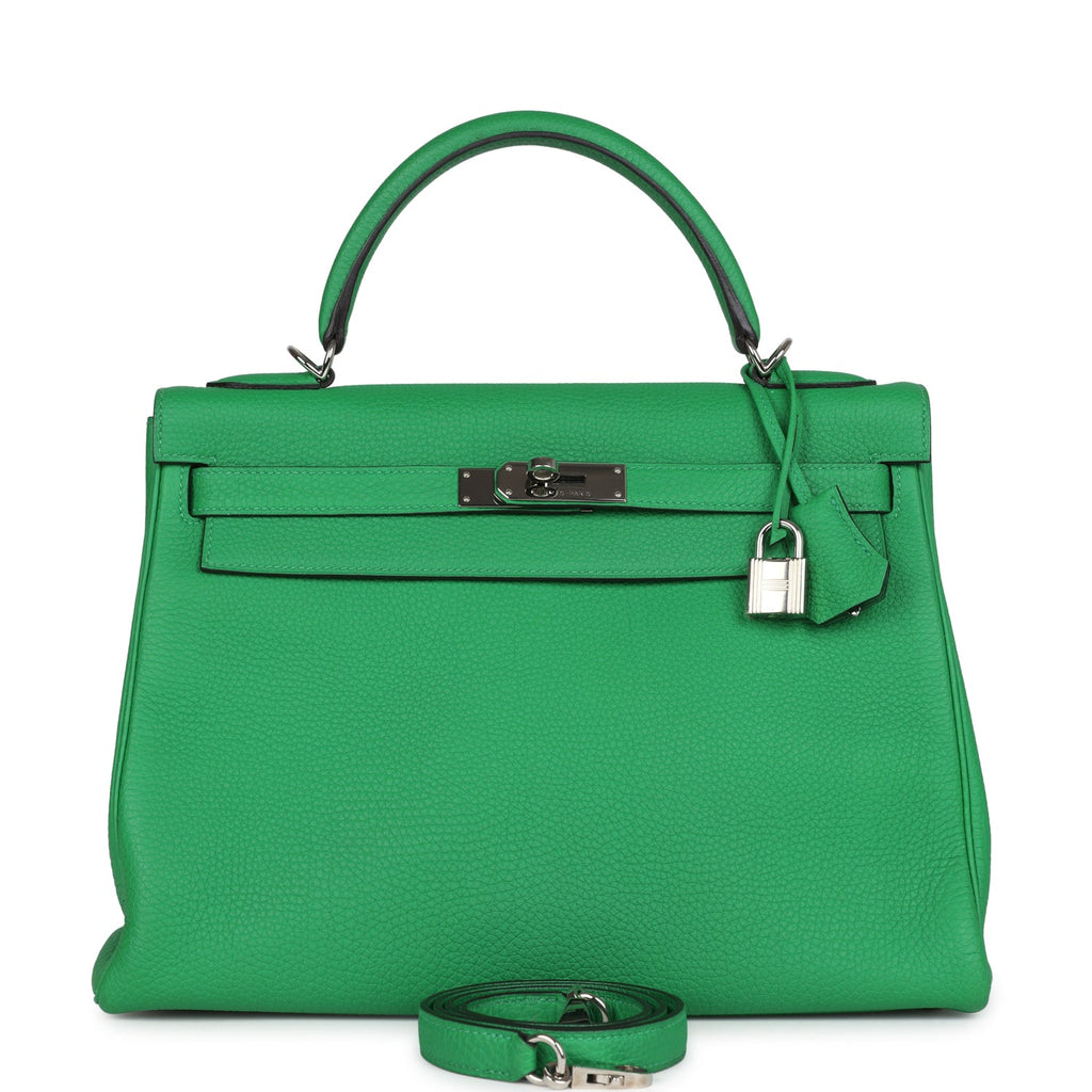 Hermes Kelly Retourne 32 Bambou Togo Palladium Hardware - Exclusu
