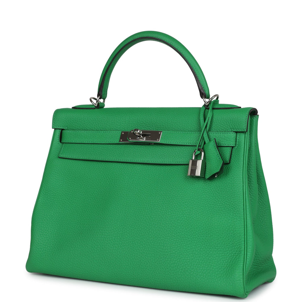 Hermes Kelly Retourne 32 Bambou Togo Palladium Hardware - Exclusu