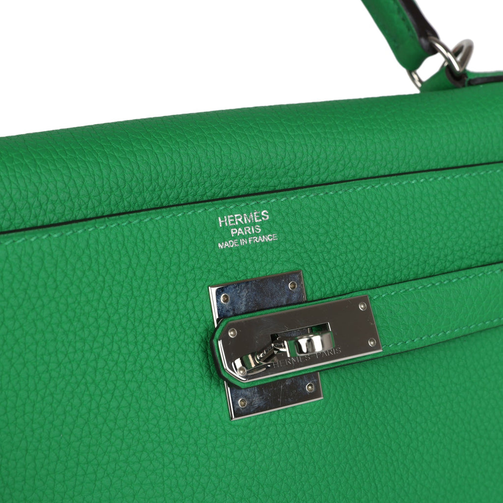 Hermes Kelly Retourne 32 Bambou Togo Palladium Hardware - Exclusu