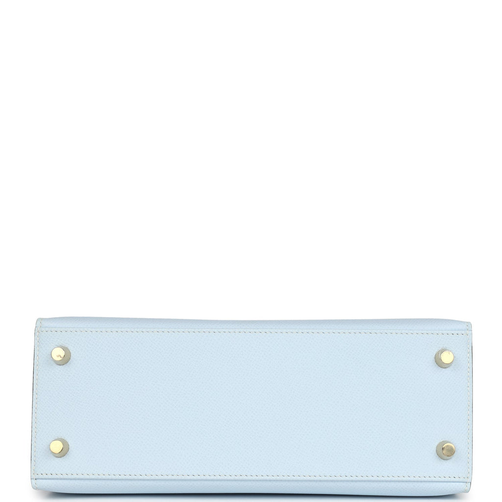 Hermes Kelly Sellier 25 Bleu Brume Epsom Gold Hardware - Exclusu