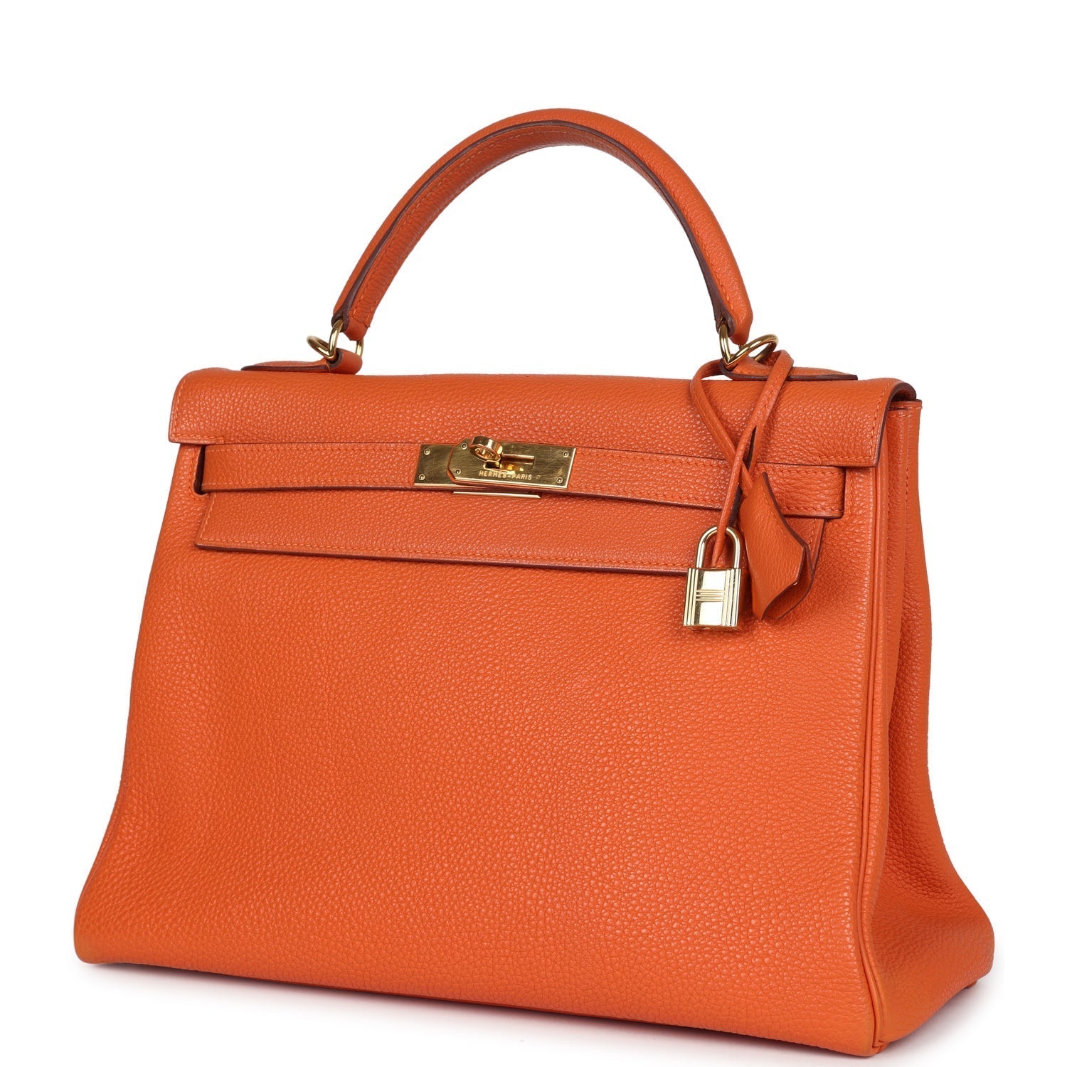Hermes Kelly Retourne 32 Orange Togo Gold Hardware - Exclusu