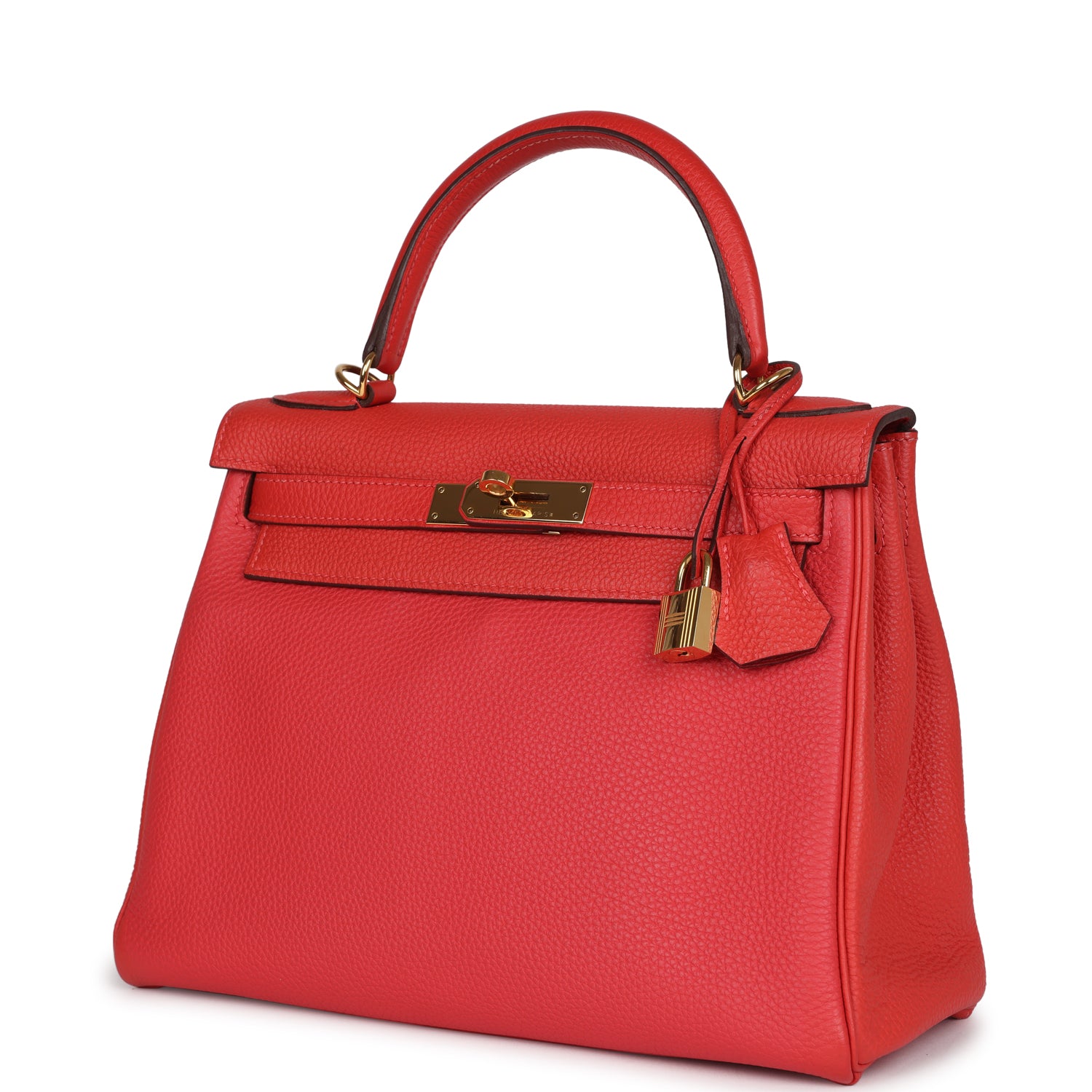 Hermes Kelly Retourne 28 Rouge Pivoine Togo Gold Hardware - Exclusu