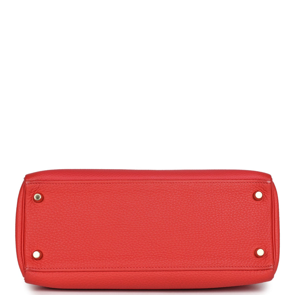 Hermes Kelly Retourne 28 Rouge Pivoine Togo Gold Hardware - Exclusu