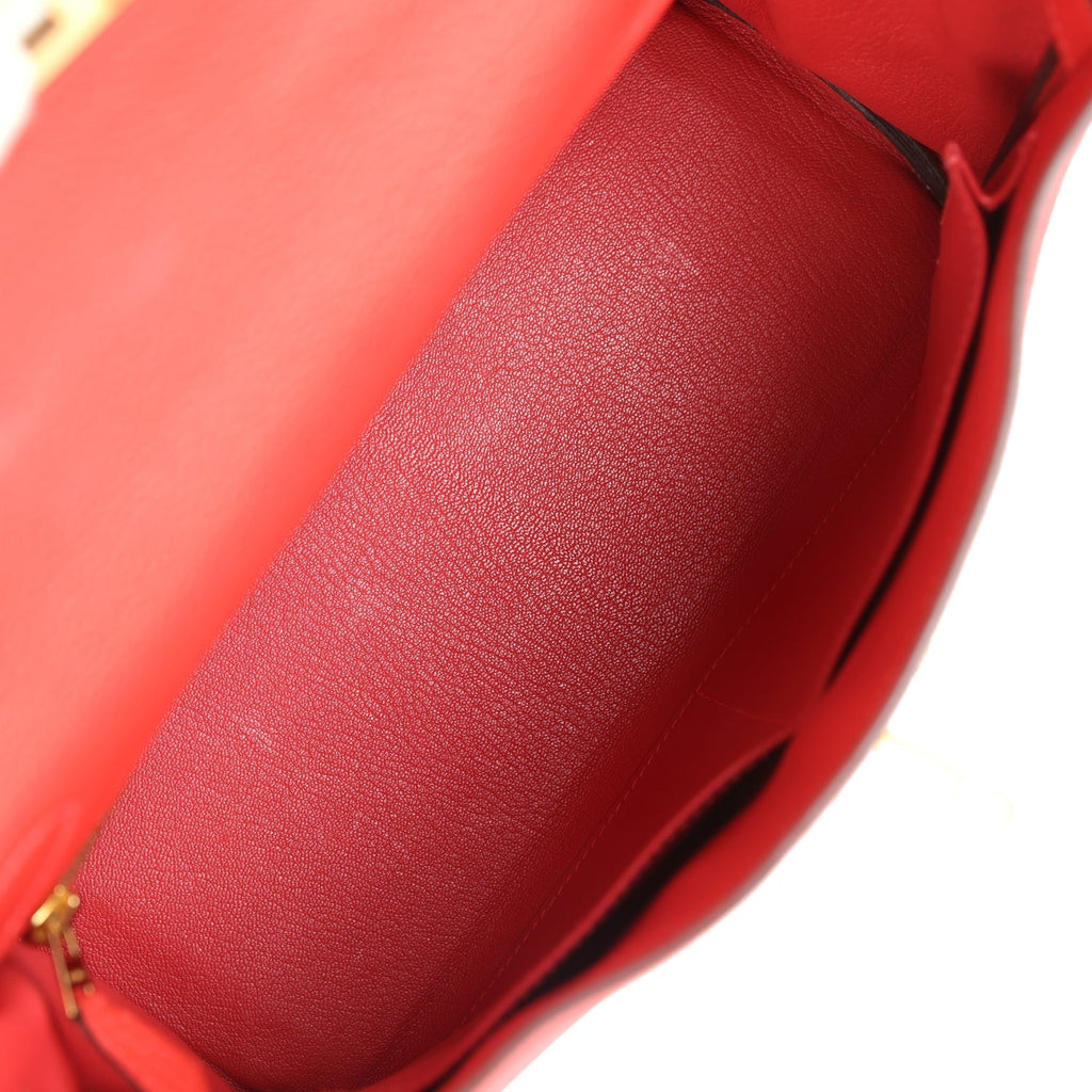 Hermes Kelly Retourne 28 Rouge Pivoine Togo Gold Hardware - Exclusu