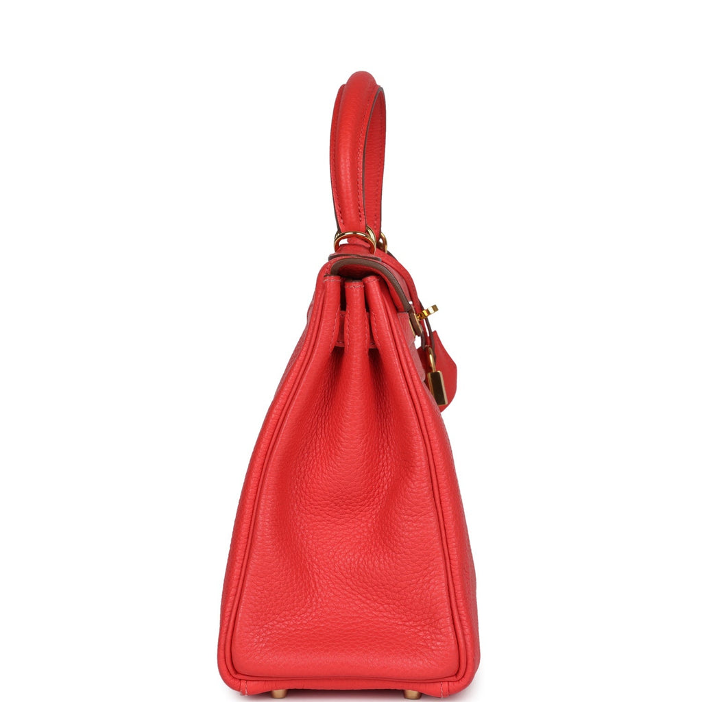 Hermes Kelly Retourne 28 Rose Jaipur Clemence Gold Hardware - Exclusu