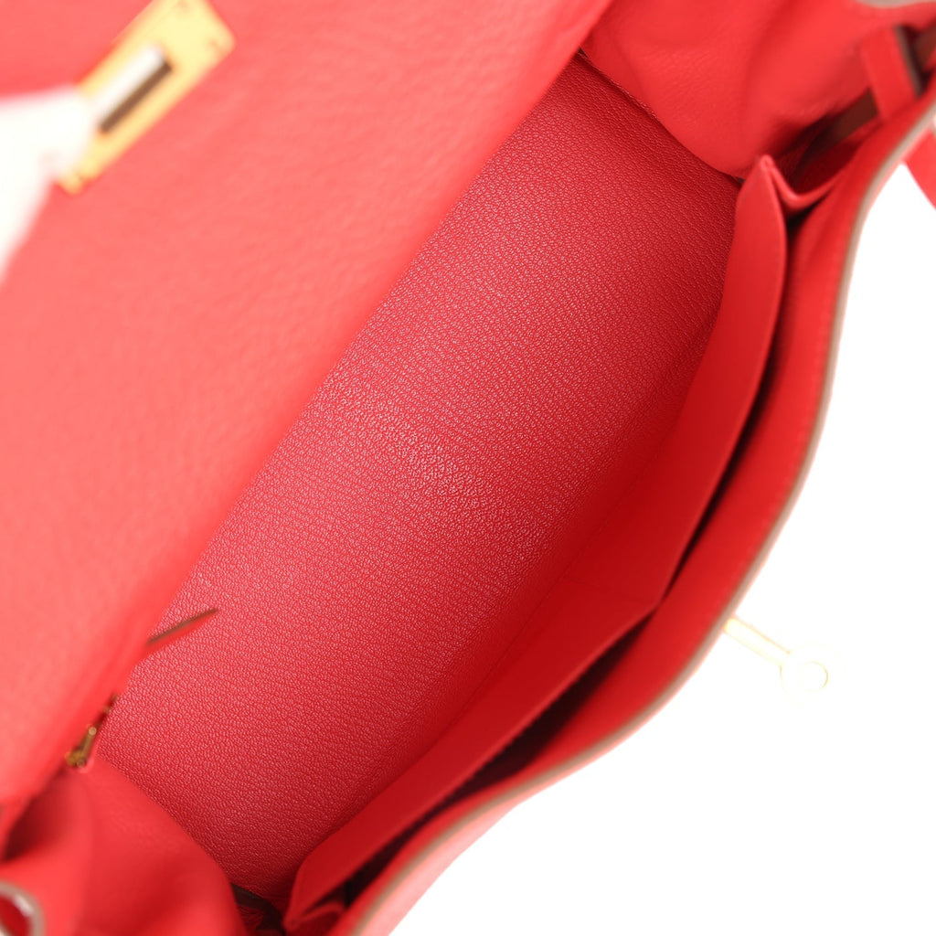 Hermes Kelly Retourne 28 Rose Jaipur Clemence Gold Hardware - Exclusu
