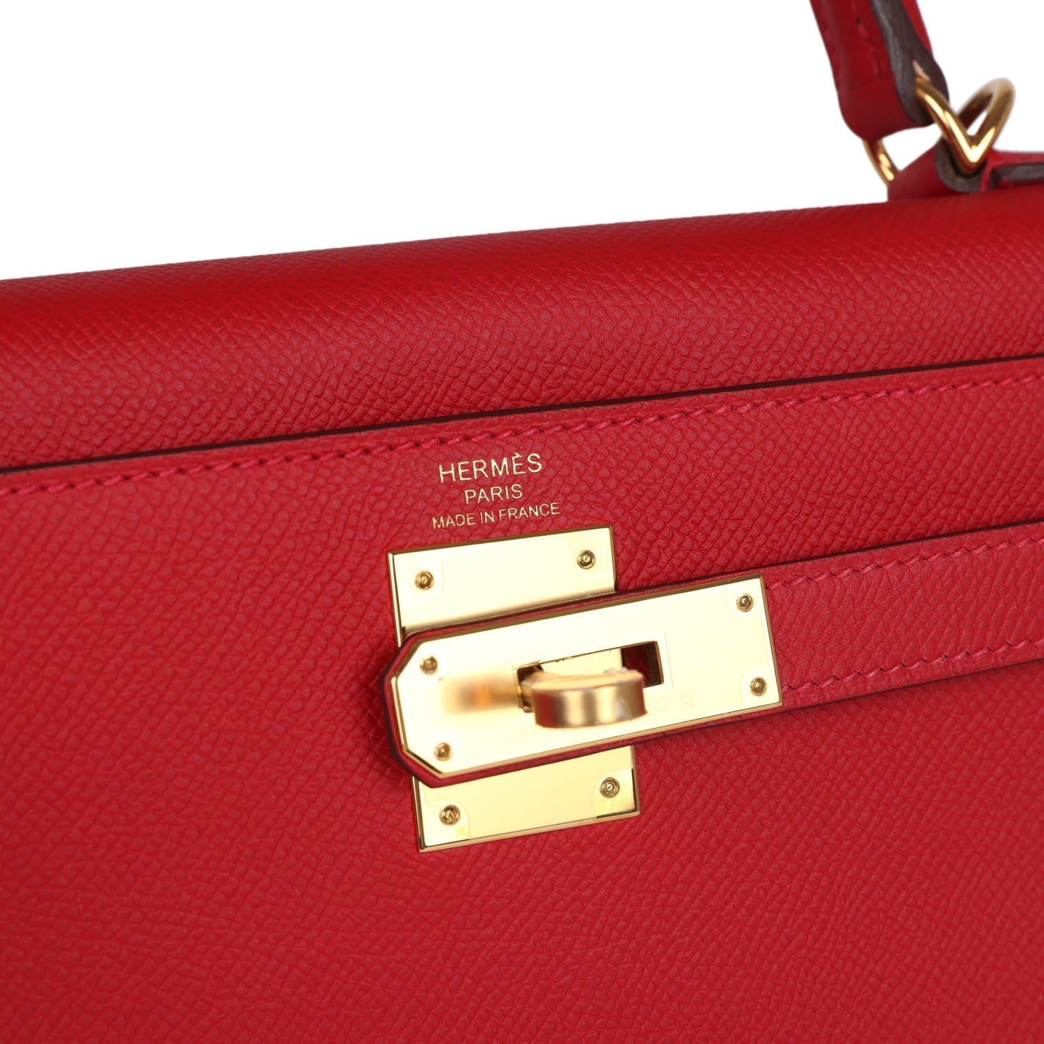 Hermes Kelly Sellier 28 Rouge Casaque Epsom Gold Hardware - Exclusu
