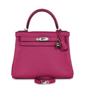 Hermes Kelly Retourne 28 Rose Poupre Evercolor Palladium Hardware - Exclusu