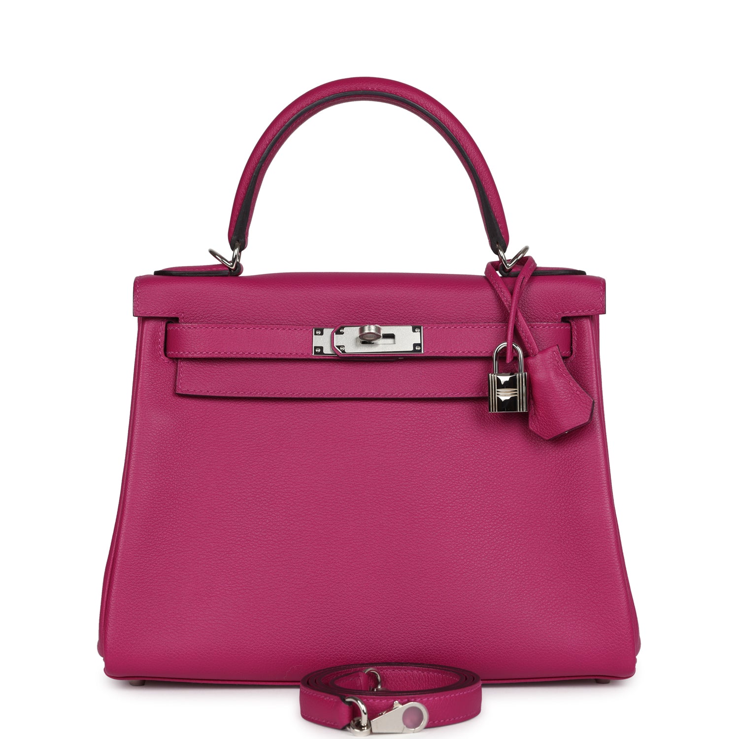 Hermes Kelly Retourne 28 Rose Poupre Evercolor Palladium Hardware - Exclusu